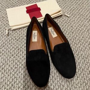 New* Valentino Black Suede Loafers/Flats
